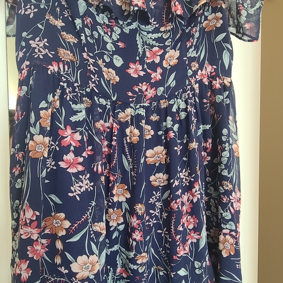 Lulu's My Favorite Navy Blue Floral Print Off--the-Shoulder Dress - Picture 8 of 8